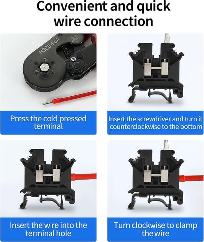 100pcs Black UK-5N Din Rail Wire Terminal Blocks Ground Wide Application for 800V 41A 24-10AWG 4mm Electrical Distribution Box Connector Screw Solar Power System Project PLC Industrial Control in Saudi Arabia
