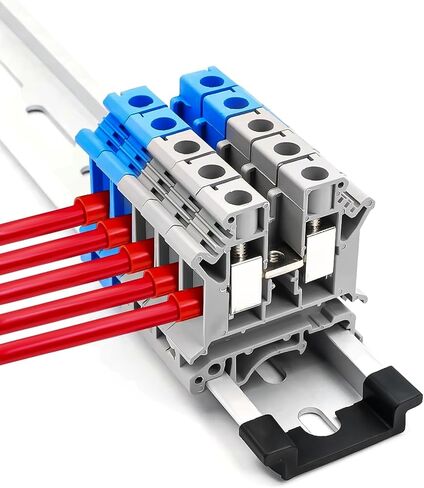 100pcs Black UK-5N Din Rail Wire Terminal Blocks Ground Wide Application for 800V 41A 24-10AWG 4mm Electrical Distribution Box Connector Screw Solar Power System Project PLC Industrial Control in Saudi Arabia