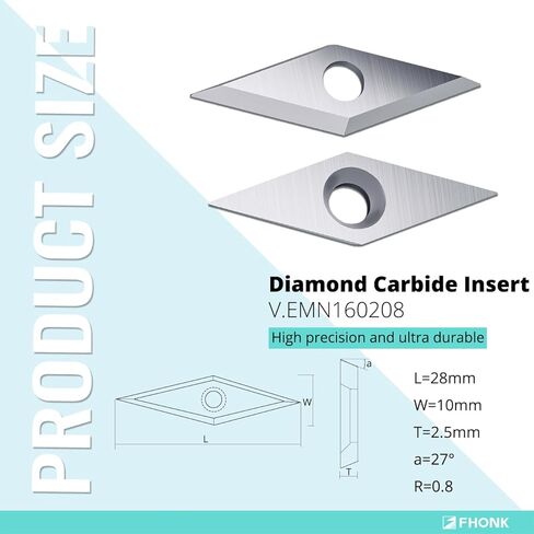 إدراج Carbide Tungsten Carbide إدراج قواطع استبدال CI4 ، إكسسوارات أداة العمل الخشبية ، أدوات تحول مخرطة الخشب DIY ، 10x28x2.5mm ، 10 قطع (Vemn160208) in Kuwait