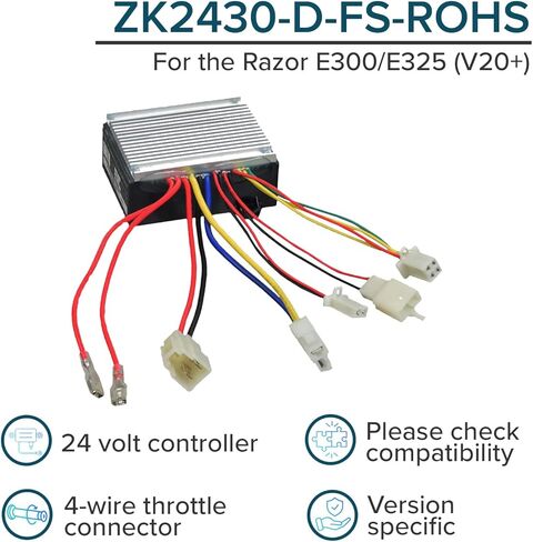 AlveyTech ZK2430-D-FS 4-Wire Controller for The Razor E300/E325 (Ver 20+) - Versions 20+ Only, Replacement Control Module for Electric Scooter/Bike, Motor Speed Control with 4-Wire Throttle Connector in Saudi Arabia