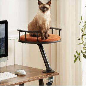 سرير Double Cat Desk - مرفق سطح المكتب اثنين من القطط للمكتب المنزلي ، سرير أرجوحة داخلي قابل للدوران ، 2 عش مرتفعة للطاولة ، القطط المزدوجة مشبك المشبك للمطاولة (أسود) in Kuwait