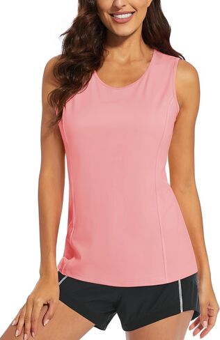 MAGCOMSEN Women's Sleeveless Workout Shirts UPF 50+ Dry Fit Running Wicking Tank Tops Athletic Gym Summer Tops in Kuwait