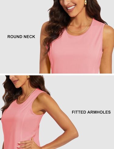MAGCOMSEN Women's Sleeveless Workout Shirts UPF 50+ Dry Fit Running Wicking Tank Tops Athletic Gym Summer Tops in Kuwait