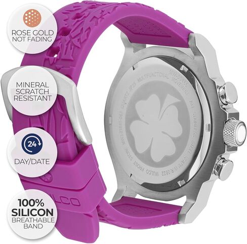 ساعات Mulco للنساء - الصقيع ، علبة من الفولاذ المقاوم للصدأ مع شريط السيليكون المعصم ، حركة الكوارتز متعددة الوظائف ، شاشة تمثيلية كبيرة للوجه ، أحجار كريستالس ، 100 متر مقاومة للمياه in Kuwait