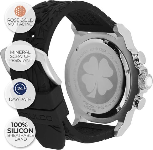 MULCO Watches for Women - Frost, Stainless Steel Case with Wrist Silicone Band, Quartz Multifunctional Movement, Large Face Analog Display, Crystals Stones,100m -Waterproof in Saudi Arabia