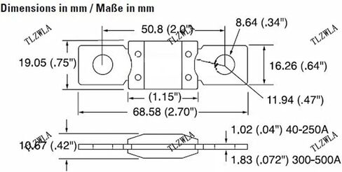 Car Fuse Bolt-On Fuse Blow A Fuse Blade Fuse 40a 50a 60a 80a 100a 125a 175a 150a 200a 250a 300a 400a 1pcs (300a) in Saudi Arabia