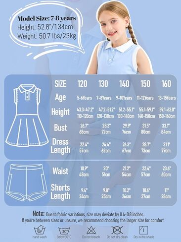 Girls Tennis Dress with Shorts Sleeveless Athletic Dress Polo Golf Outfit with 2 Pockets for Sports Workout in Kuwait