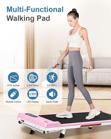 Walking Pad Treadmill, Under Desk Treadmill for Home & Office, Wide Running Belt, Remote Control, Installation Free, Easy to Move, 300 LB Capacity in Saudi Arabia