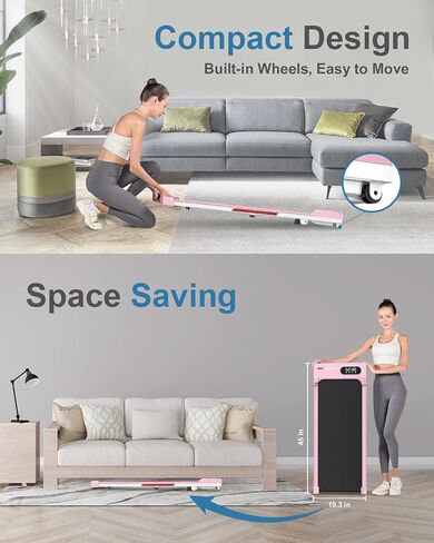 Walking Pad Treadmill, Under Desk Treadmill for Home & Office, Wide Running Belt, Remote Control, Installation Free, Easy to Move, 300 LB Capacity in Saudi Arabia