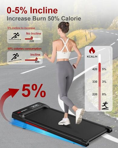 Walking Pad Treadmill, Under Desk Treadmill for Home & Office, Wide Running Belt, Remote Control, Installation Free, Easy to Move, 300 LB Capacity in Saudi Arabia