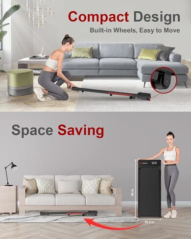 Walking Pad Treadmill, Under Desk Treadmill for Home & Office, Wide Running Belt, Remote Control, Installation Free, Easy to Move, 300 LB Capacity in Saudi Arabia
