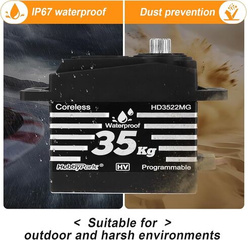 HobbyPark Waterproof RC Servo High Torque Coreless Motor Metal Gear RC Digital Servo Parts for 1/8 1/10 RC Crawler SCX10 TRX4 RC Truck RC Car Buggy RC Basher Control Angle 90°-180° (25kg Torque) in Saudi Arabia