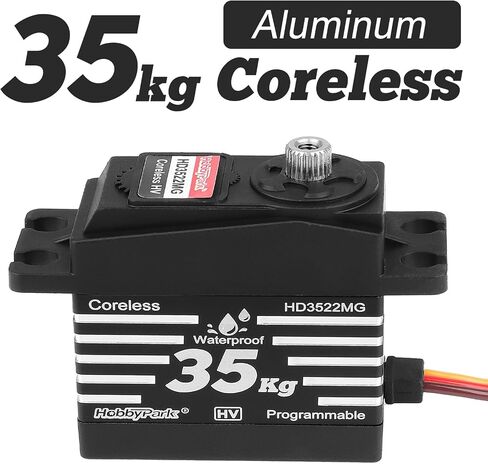 HobbyPark Waterproof RC Servo High Torque Coreless Motor Metal Gear RC Digital Servo Parts for 1/8 1/10 RC Crawler SCX10 TRX4 RC Truck RC Car Buggy RC Basher Control Angle 90°-180° (25kg Torque) in Saudi Arabia