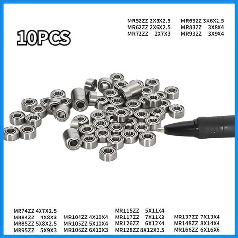 10Pcs Miniature Bearing MR52 62 72 63 83 93 74 84 85 95 104 105 106 115 117 126 128 137 148 166ZZ Model Toy(ABEC 1,MR85ZZ 5X8X2.5) in Saudi Arabia