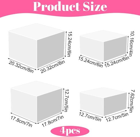 4pcs Riseers Buffet ، ومستعرو الطعام للبوفيه ، وصناديق الأكريليك لعرض Cube Riser Cases Acrylic Square Cube قاعدة ، أبيض in Saudi Arabia
