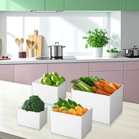 4pcs Riseers Buffet ، ومستعرو الطعام للبوفيه ، وصناديق الأكريليك لعرض Cube Riser Cases Acrylic Square Cube قاعدة ، أبيض in Saudi Arabia