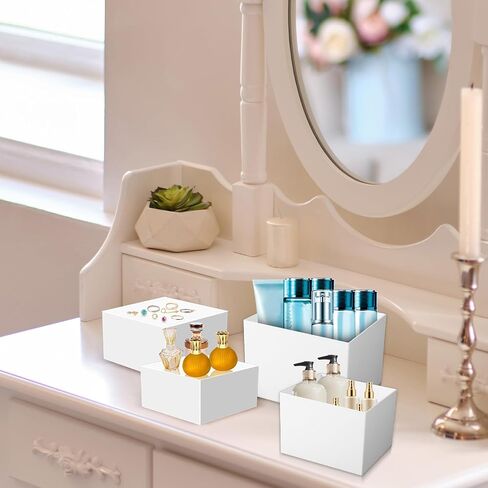 4pcs Riseers Buffet ، ومستعرو الطعام للبوفيه ، وصناديق الأكريليك لعرض Cube Riser Cases Acrylic Square Cube قاعدة ، أبيض in Saudi Arabia