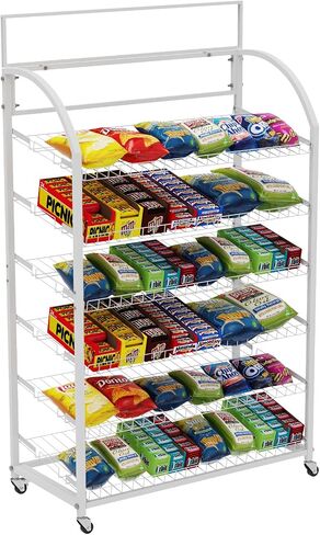 Tongmo Prosesatile 39 "Wide Bakery Rack: محمول وأنيق ، 6 أرفف مع حامل رأس ، ومسحوق سوداء مطلي بالمسحوق الأنيق (6 أبيض-أبيض) in Saudi Arabia