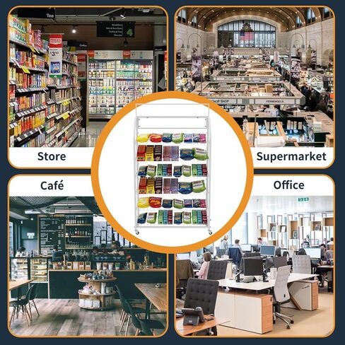 Tongmo Prosesatile 39 "Wide Bakery Rack: محمول وأنيق ، 6 أرفف مع حامل رأس ، ومسحوق سوداء مطلي بالمسحوق الأنيق (6 أبيض-أبيض) in Saudi Arabia