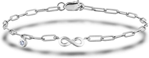 STERLING SILVER 0.03 CT CANADIAN Diamond & Infinity Charm Bracelet (H-I Color ، SI2-I1 Clarity) in Saudi Arabia