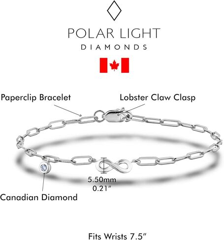 STERLING SILVER 0.03 CT CANADIAN Diamond & Infinity Charm Bracelet (H-I Color ، SI2-I1 Clarity) in Saudi Arabia