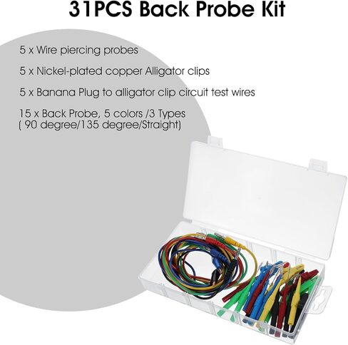 31PCS Back Probe Kit, Banana Plug to Copper Alligator Clip Automotive Test Leads Set, Insulation Wire Piercing Probes, Test Wires for Car Repairing Diagnostic Circuit Testing (30) in Saudi Arabia