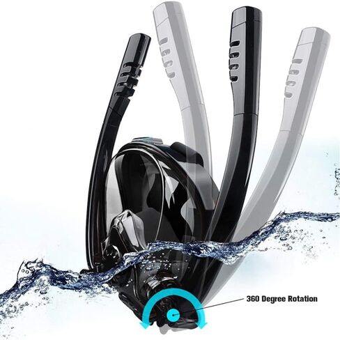 Snorkel Mask,Full face Snorkel Mask,Diving mask,Double Snorkel,Breath Separation,Anti Fog Anti Leak, 180 Degree Ultra Wide Angle,Suitable for Adults and Kids in Kuwait
