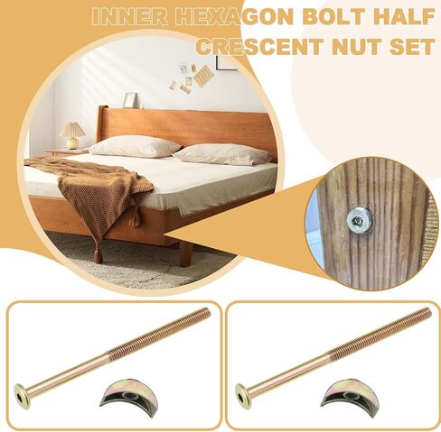 16 Sets M6 Furniture Connecting Bolts Half Moon Threaded Washers for Bunk Bed Baby Bed Table Chair Board Connection 100mm in Saudi Arabia