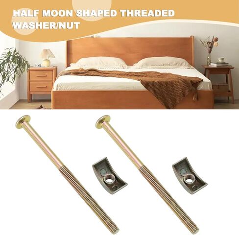 16 Sets M6 Furniture Connecting Bolts Half Moon Threaded Washers for Bunk Bed Baby Bed Table Chair Board Connection 100mm in Saudi Arabia