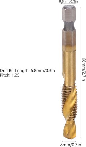 Flexman 10pcs M8 Flute Flute Throug Tap Kit ، مجموعة بتات الحفر عالية السرعة ، مجموعة بتات بتركيب الحفر المركب للصلب الكربوني ، الفولاذ العادي ، حفرة الحفر النحاسية in Kuwait