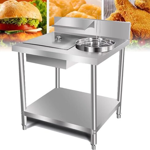 Stainless Steel Breading Prep Station,Commercial Chef Base,Manual Breading Table,for Fried Chicken in Saudi Arabia