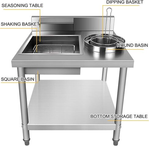 Fried Chicken Breading Table,Fried Food Prep Breading Station,for Milk Tea,Coffee in Saudi Arabia