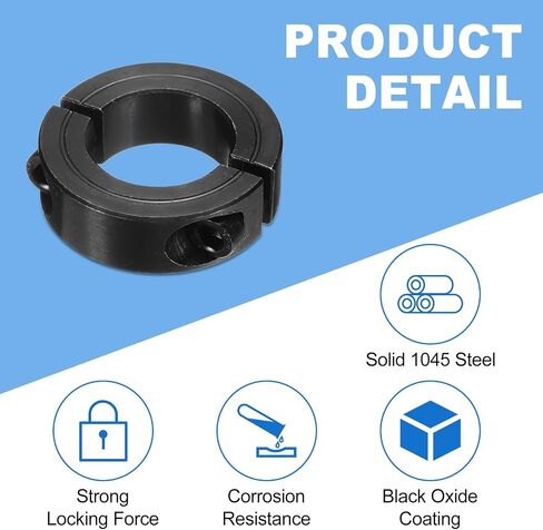 uxcell 4Pcs Double Split Shaft Collar, 28mm Bore One Piece Clamping Collar 48mm OD 15mm Thickness Black Oxide Lock Collar Clamp with Set Screws (1028 Steel) in Saudi Arabia