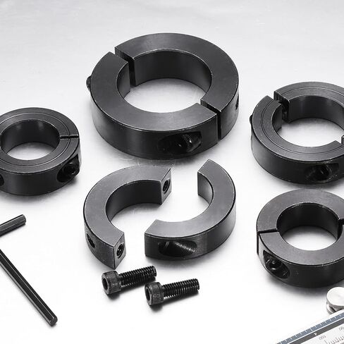 uxcell 4Pcs Double Split Shaft Collar, 28mm Bore One Piece Clamping Collar 48mm OD 15mm Thickness Black Oxide Lock Collar Clamp with Set Screws (1028 Steel) in Saudi Arabia