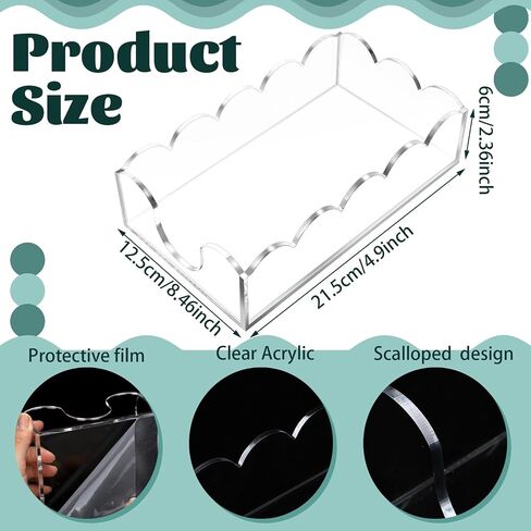 Chunful 2 Pcs Acrylic Napkin Holder Scalloped Acrylic Guest Towel Holder 8.5 x 5 x 2.4 inches Clear Hand Towel Tray for Bathroom Kitchen Disposable Paper Room Accessories in Saudi Arabia