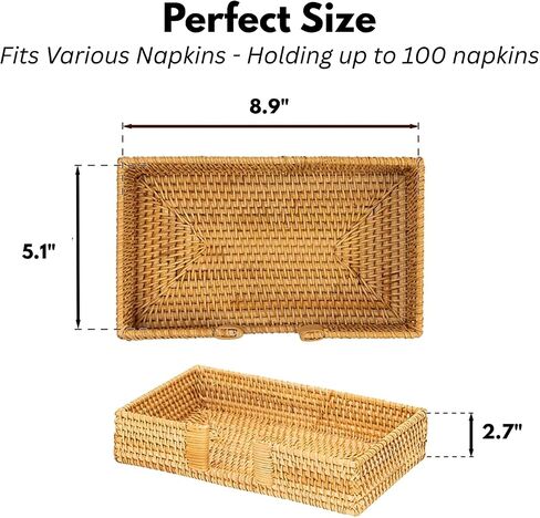 Napkin Holder for Table, Natural Seagrass Napkin Holders for Paper Napkins, Decorative Cocktail Napkin Holder, Wicker Tray Napkin Holders for Kitchen, Guest Towel Holder Tray for Bathroom in Saudi Arabia