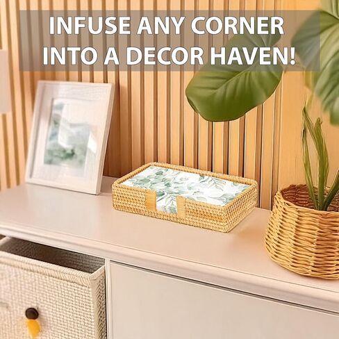 Napkin Holder for Table, Natural Seagrass Napkin Holders for Paper Napkins, Decorative Cocktail Napkin Holder, Wicker Tray Napkin Holders for Kitchen, Guest Towel Holder Tray for Bathroom in Saudi Arabia
