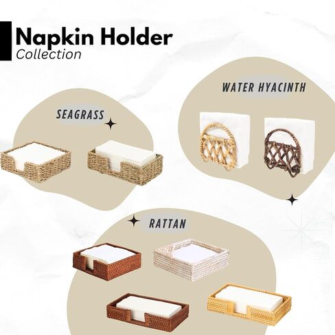 Napkin Holder for Table, Natural Seagrass Napkin Holders for Paper Napkins, Decorative Cocktail Napkin Holder, Wicker Tray Napkin Holders for Kitchen, Guest Towel Holder Tray for Bathroom in Saudi Arabia