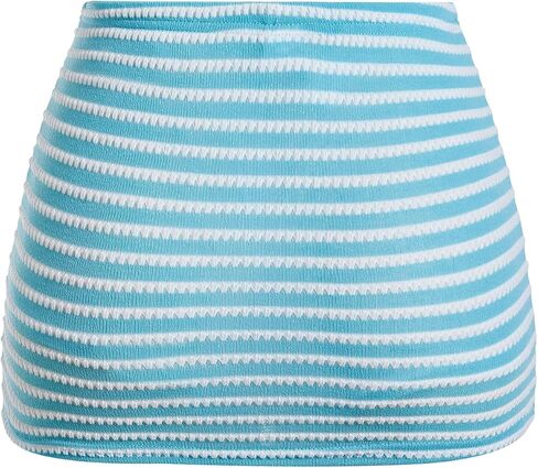 MakeMeChic Women's 2 Pack Summer Mini Skirts Striped Knit Starfish Bodycon Vacation Beach Crochet Short Skirts in Kuwait