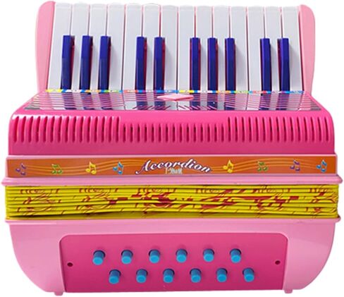 24-key 12 Bass Accordion ABS Material Pleasing Sound Sturdy Strap Lightweight Button Accordion Hand eye Coordination, Stage Performance, Musical Instrument Beginners (Pink) in Saudi Arabia
