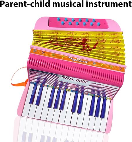 24-key 12 Bass Accordion ABS Material Pleasing Sound Sturdy Strap Lightweight Button Accordion Hand eye Coordination, Stage Performance, Musical Instrument Beginners (Pink) in Saudi Arabia