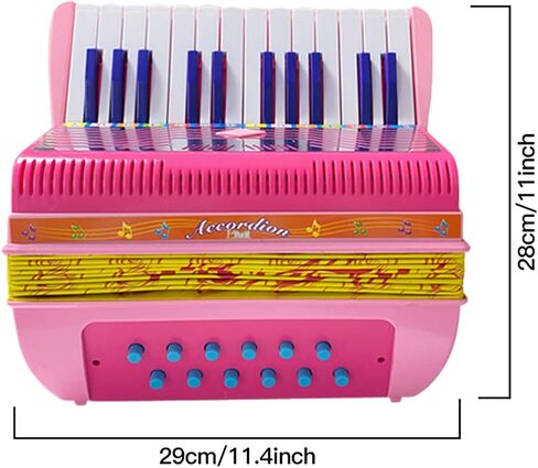 24-key 12 Bass Accordion ABS Material Pleasing Sound Sturdy Strap Lightweight Button Accordion Hand eye Coordination, Stage Performance, Musical Instrument Beginners (Pink) in Saudi Arabia