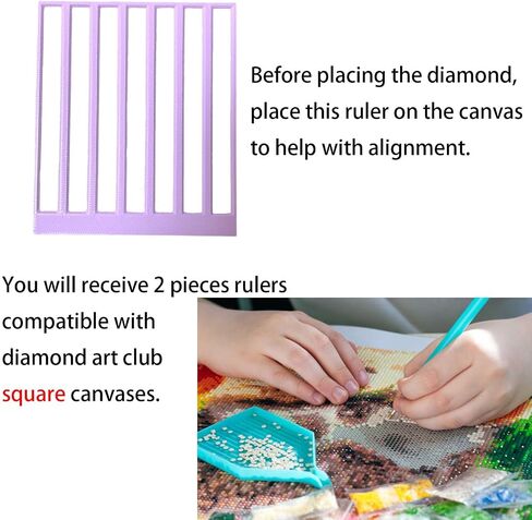SPANSEE 4 PCS Diamond Painting Ruler, Ruler Compatible with Diamond Art Club Round and Square Canvases, Diamond Painting Guide in Saudi Arabia