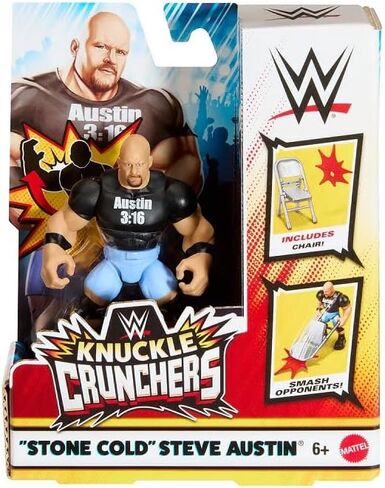 WWE Knuckles Crunchers Action Figure 10 cm - Steve Austin (Stone Cold) Figures + Accessory in Saudi Arabia