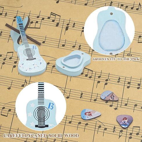 Wooden Guitar Pick Case with 3 Real Wood Picks – Charming Guitar‑Shape Display Stand – Ideal Gift for Guitar Fans in Saudi Arabia