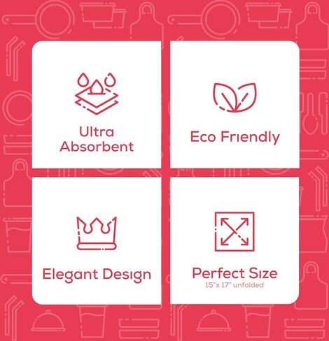 Gusto [300 Count - 7 ½ "× 4 ¼" مطوية] مناديل عشاء الورق - مناديل حزب أبيض يمكن التخلص منها (15 "× 17" - حزمة مريحة سابقًا in Kuwait