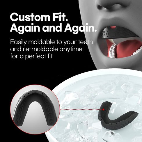 GOHEX Sports Mouthguard for Adults – Shock-Absorbing Mouth Guard with Chin Guard for All Contact Sports, Boxing, Lacrosse, Football, Hockey, MMA, and Martial Arts (Black) in Saudi Arabia