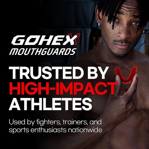 GOHEX Sports Mouthguard for Adults – Shock-Absorbing Mouth Guard with Chin Guard for All Contact Sports, Boxing, Lacrosse, Football, Hockey, MMA, and Martial Arts (Black) in Saudi Arabia