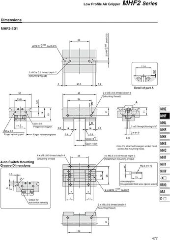 Type Air Pneumatic Gripper Cylinder MHF2 Series with Strong gripping Force MHF2-8D MHF2-12D MHF2-16D MHF2-20D MHF2-20D2(MHF2-8,D1R) in Saudi Arabia
