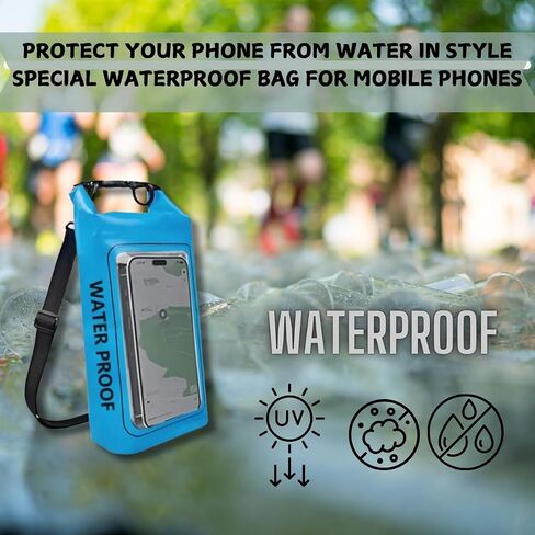 Waterproof Dry Bag 2L, Bag with Shoulder Straps, Roll Top Waterproof Bag for Beach, Swimming, Boating, Kayaking, Paddleboarding & Marine Adventures, White Color in Saudi Arabia